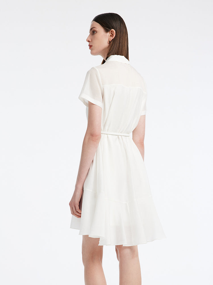 A-line Women Shirt Dress With Belt GOELIA