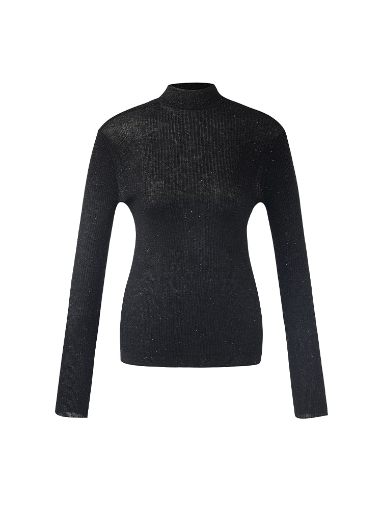 Sequins Sheath Mock Neck Women Sweater GOELIA