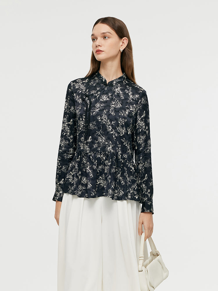 Butterflies Print New Chinese-Style Women Blouse GOELIA