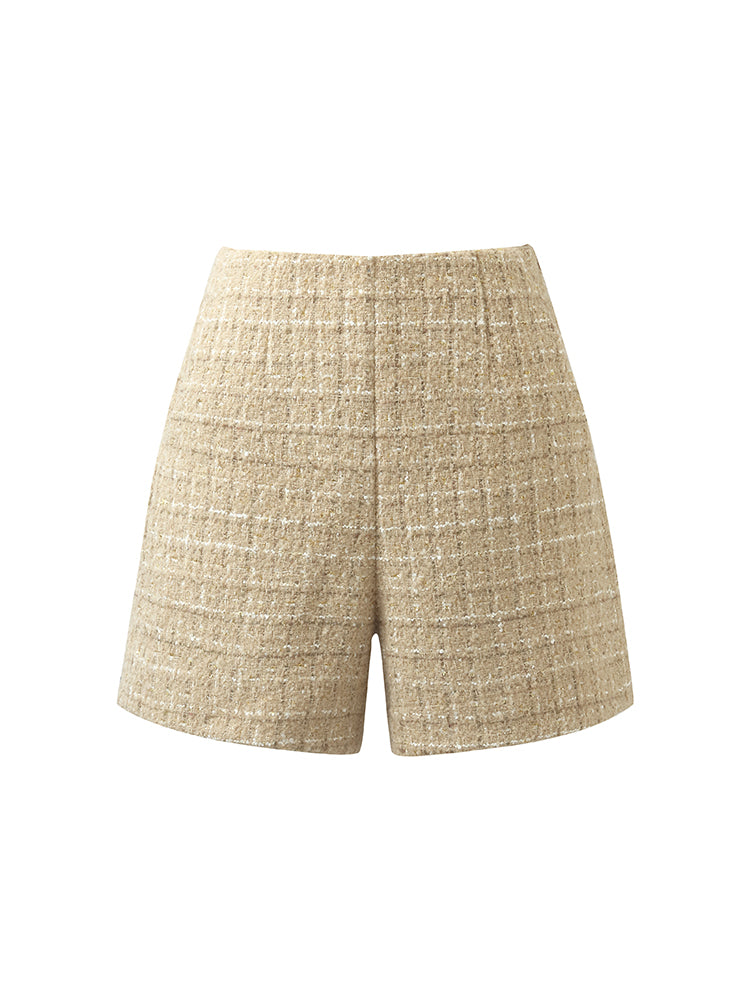 Wool Blend Tweed A-Line Women Shorts GOELIA