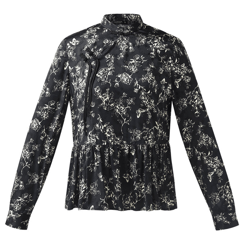 Butterflies Print New Chinese-Style Women Blouse GOELIA