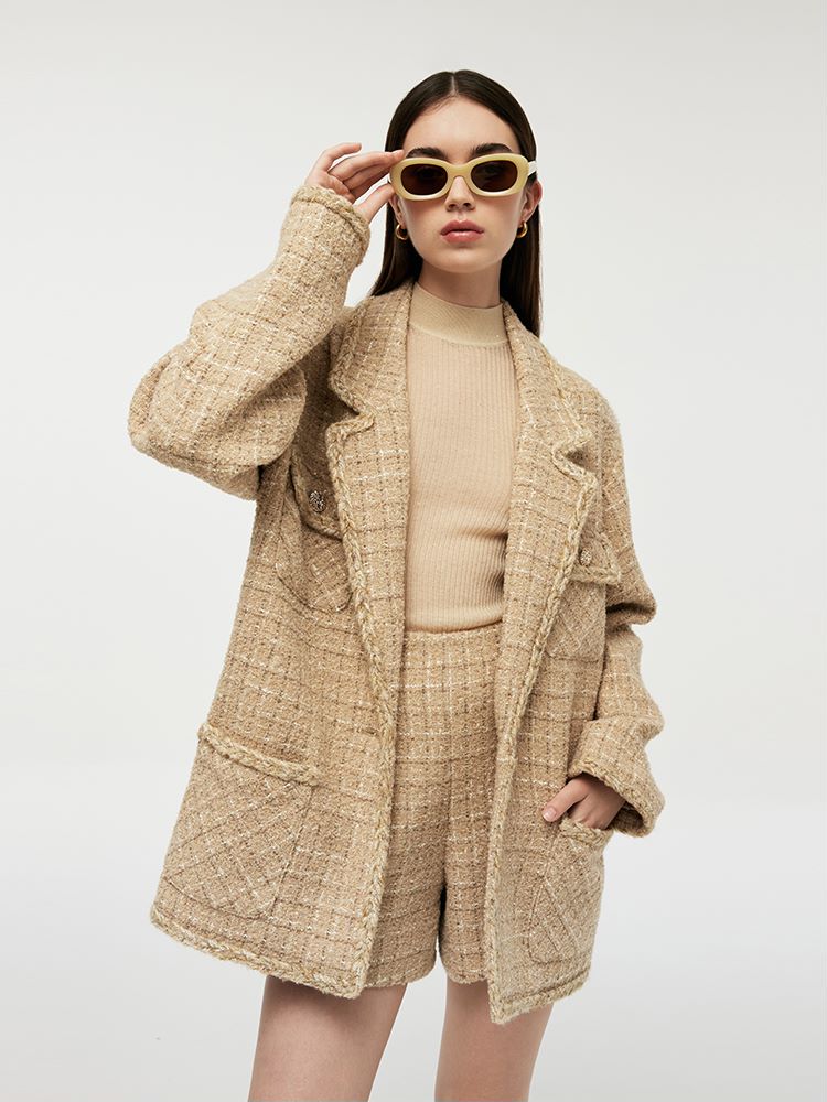 Wool Blend Tweed Women Crop Jacket GOELIA