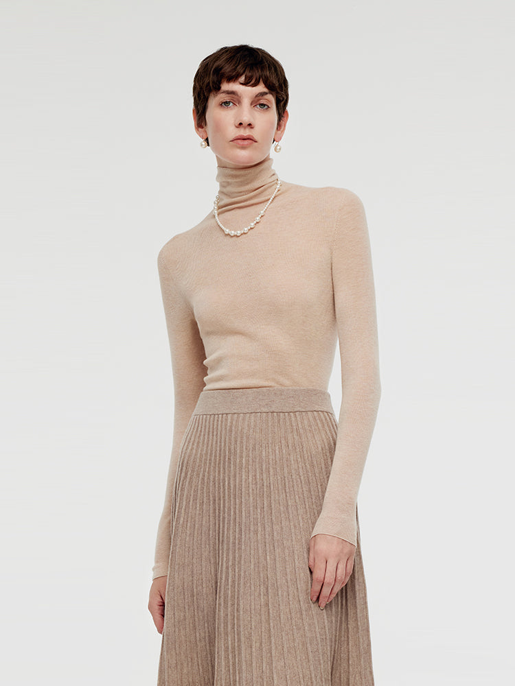 Wool Turtleneck Women Knit Top GOELIA