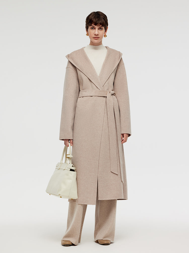 Wool Cashmere Unisex Hooded Wrap Coat GOELIA