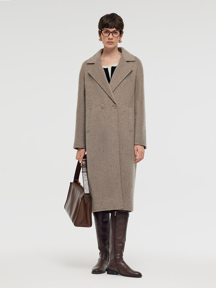 Wool Alpaca Lapel Women Coat GOELIA