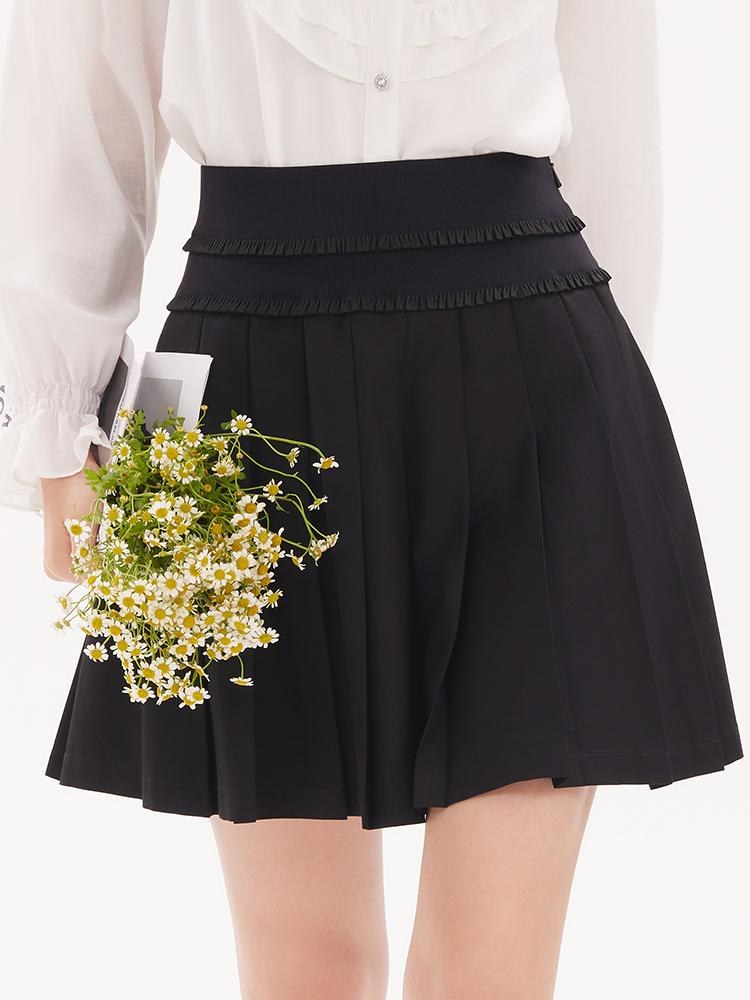 Lace Pleated Mini Skirt GOELIA