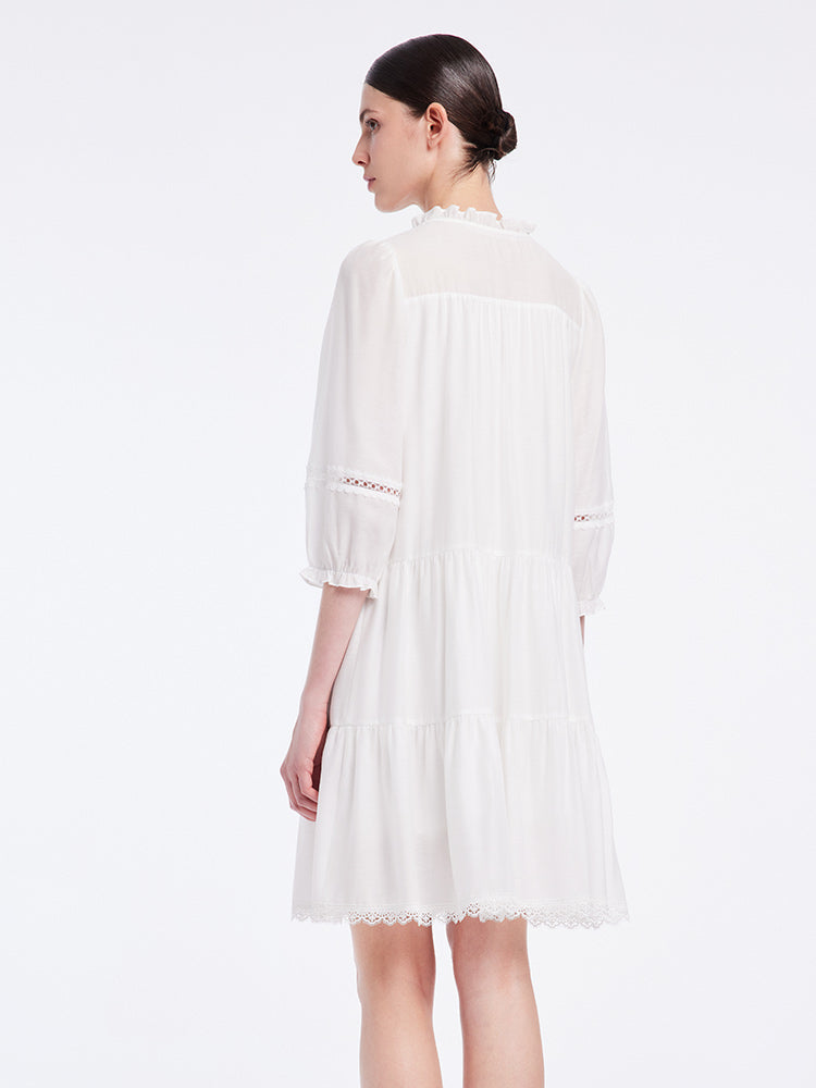 White Acetate Hollow Dress GOELIA