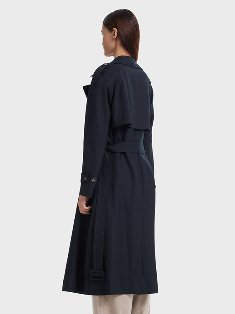 Worsted Woolen Double-Breasted Trench Coat GOELIA