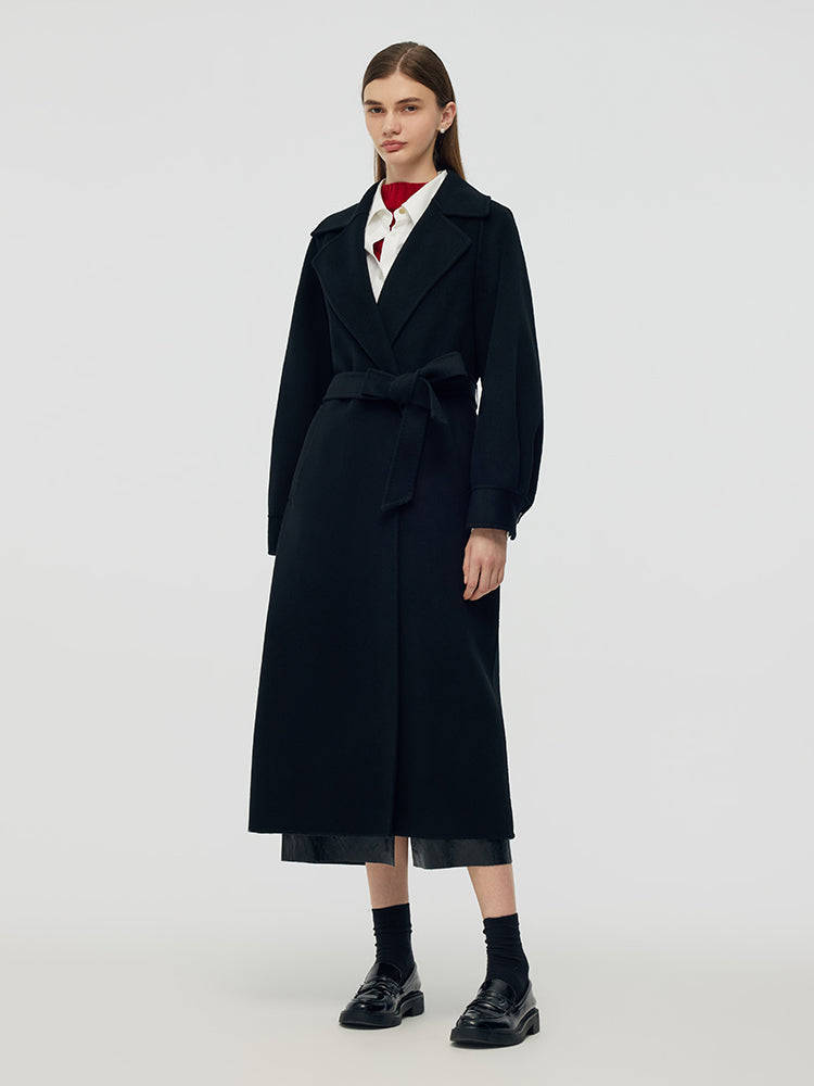 Cashmere Wool Double-Faced Longline Women Wrap Overcoat GOELIA