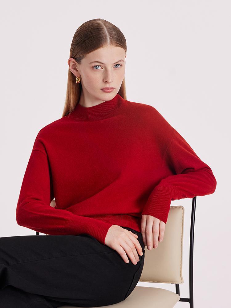 Pure Wool Mock Neck Women Sweater – GOELIA