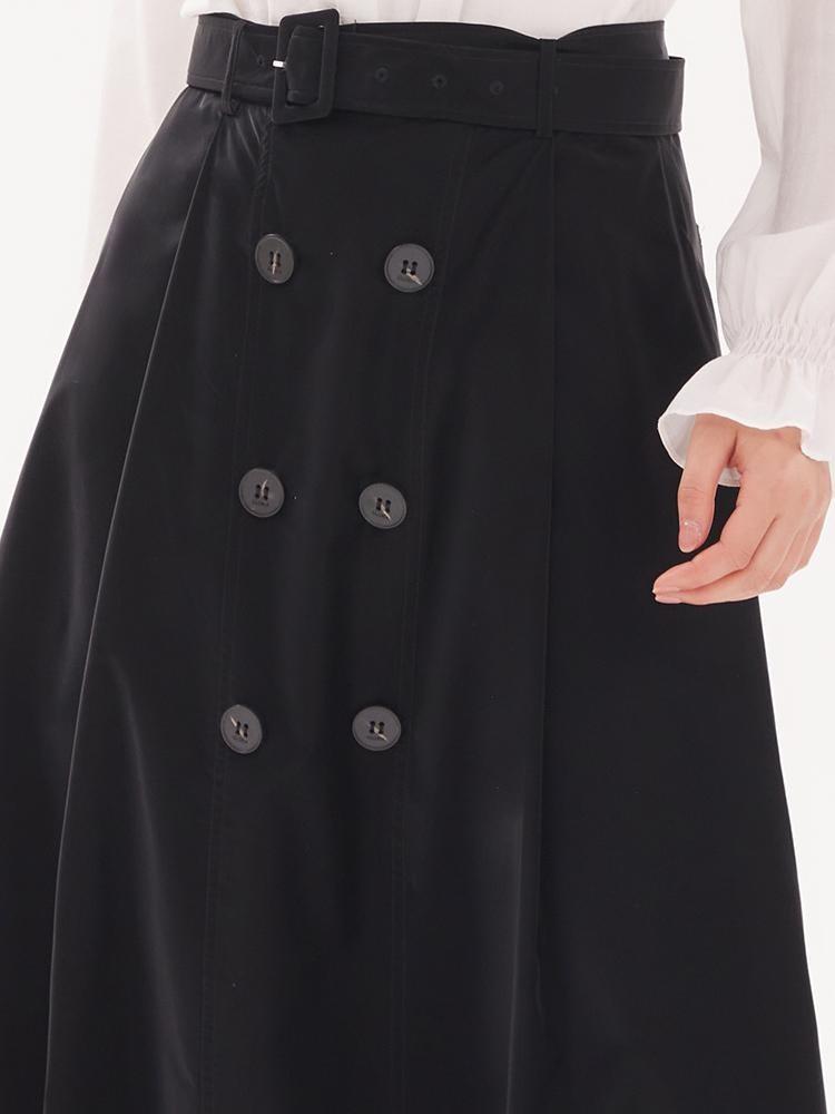 Black Double-Breasted Woven Skirt GOELIA