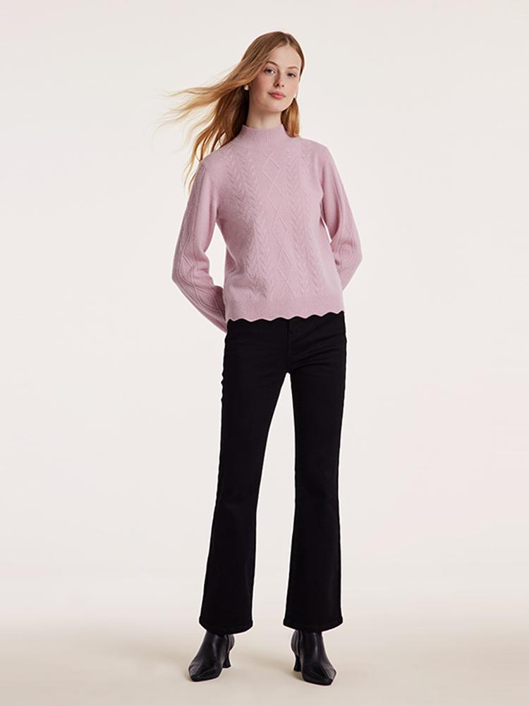 Pink Mock Neck Wool Sweater GOELIA