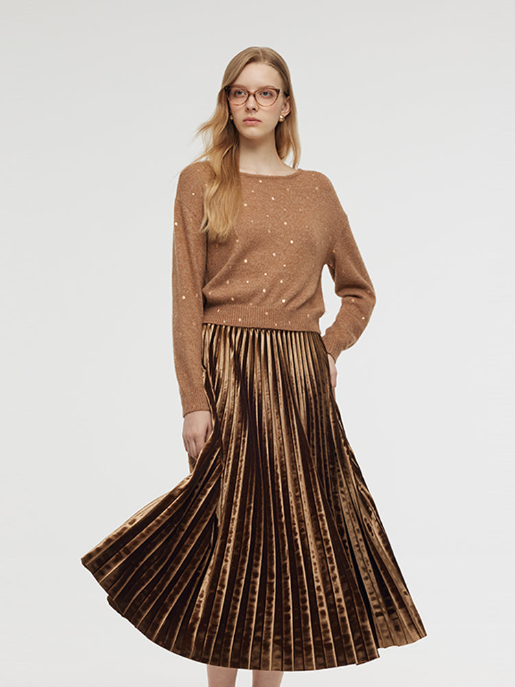 Mohair Blend Knit Top And Pleated Skirt Two-Piece Set GOELIA