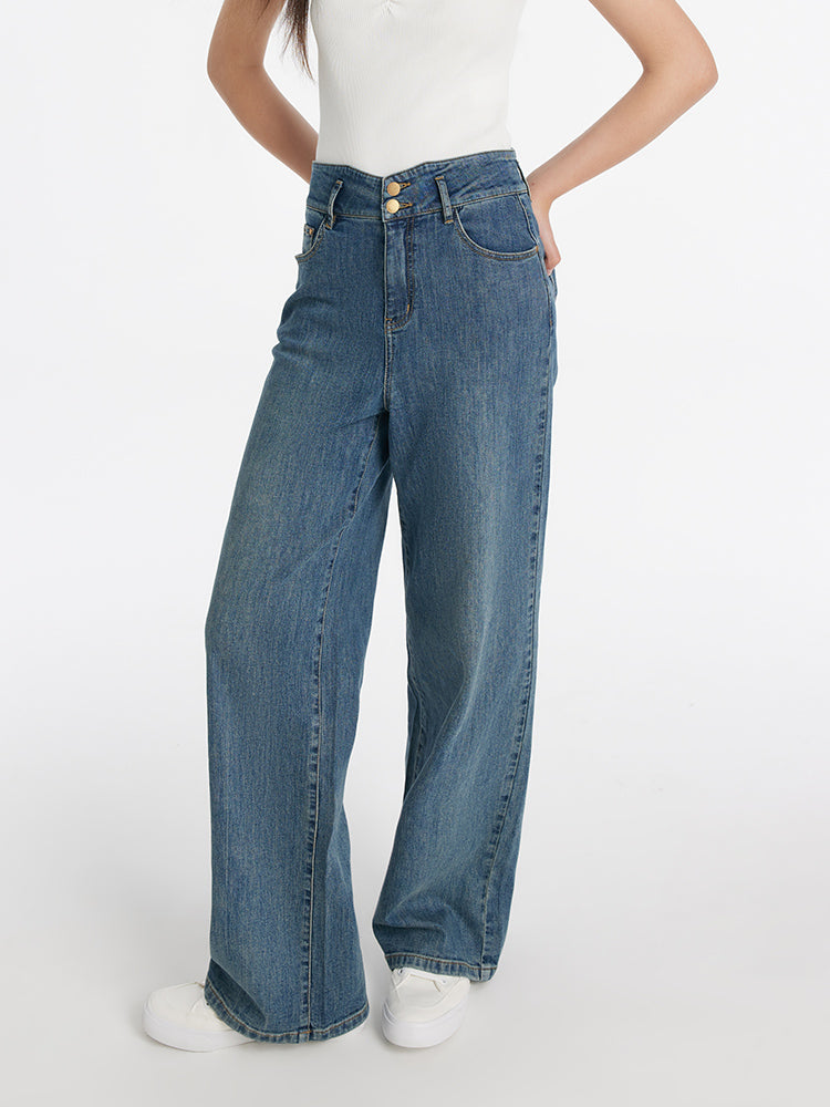 High-Waisted Loose Straight Full Length Women Jeans – GOELIA