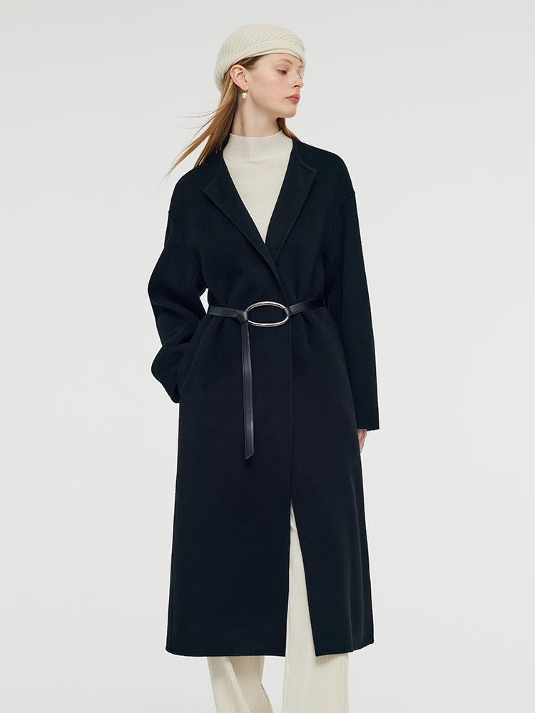 Wool Cashmere Women Overcoat With Belt GOELIA