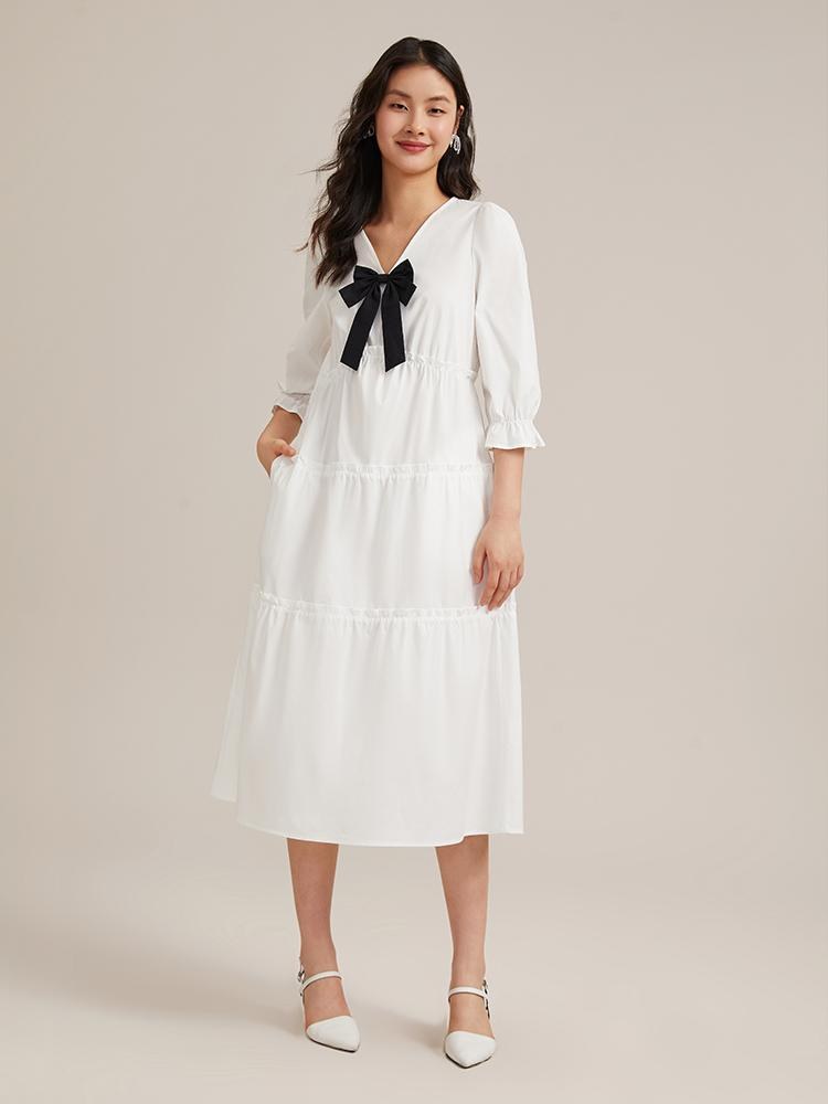 V-Neck 
Detachable Bowknot Maxi Dress GOELIA