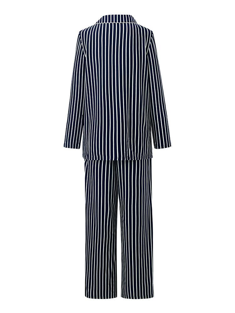 Long Sleeves And Pants Striped Pajamas Two-Piece Set GOELIA