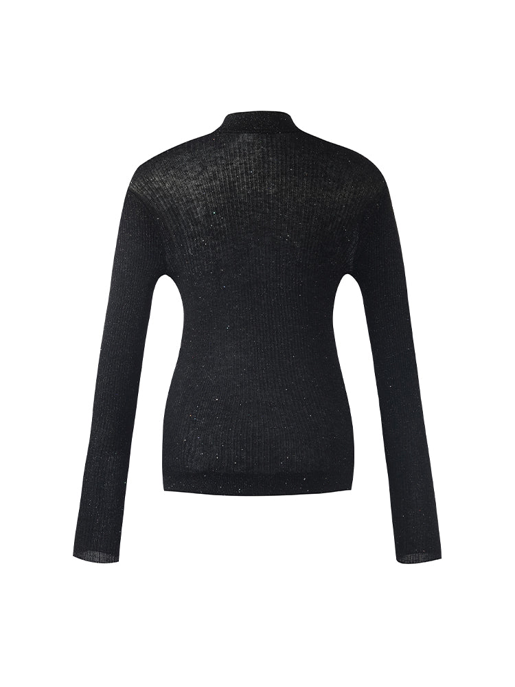 Sequins Sheath Mock Neck Women Sweater GOELIA