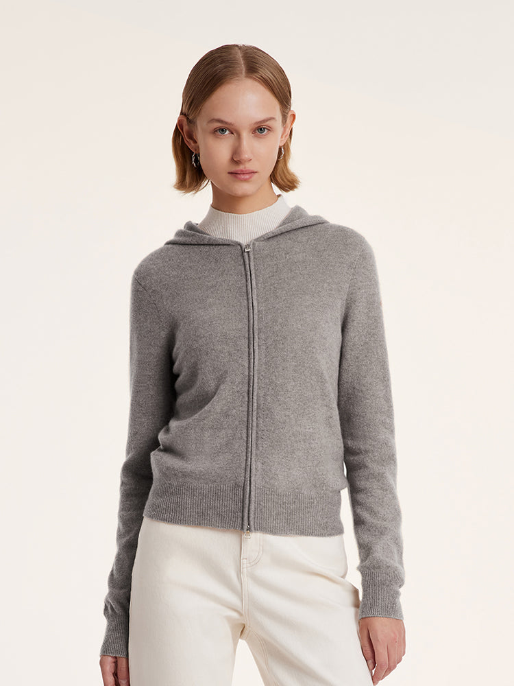 Cashmere Zip-Up Women Hoodie GOELIA