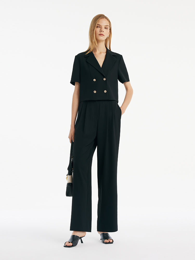 Double-Breasted Blazer And Pants Two-Piece Set GOELIA