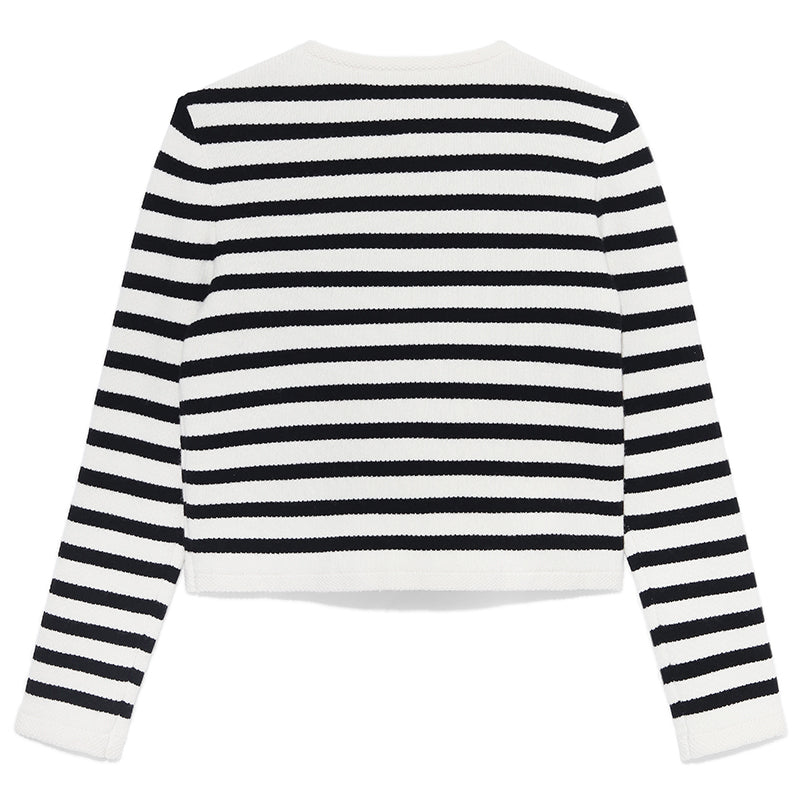 Button Up Woolen Striped Lady Cardigan GOELIA