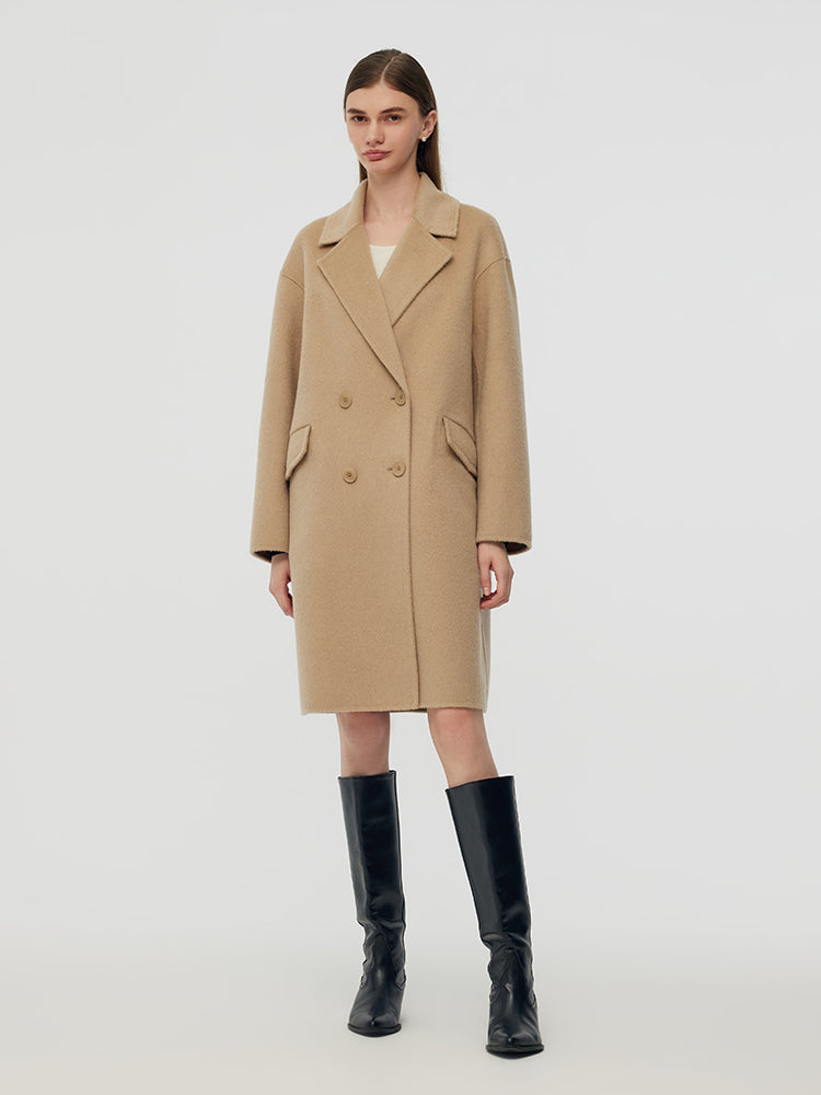 Alpaca Wool Notched Collar Women Coat GOELIA