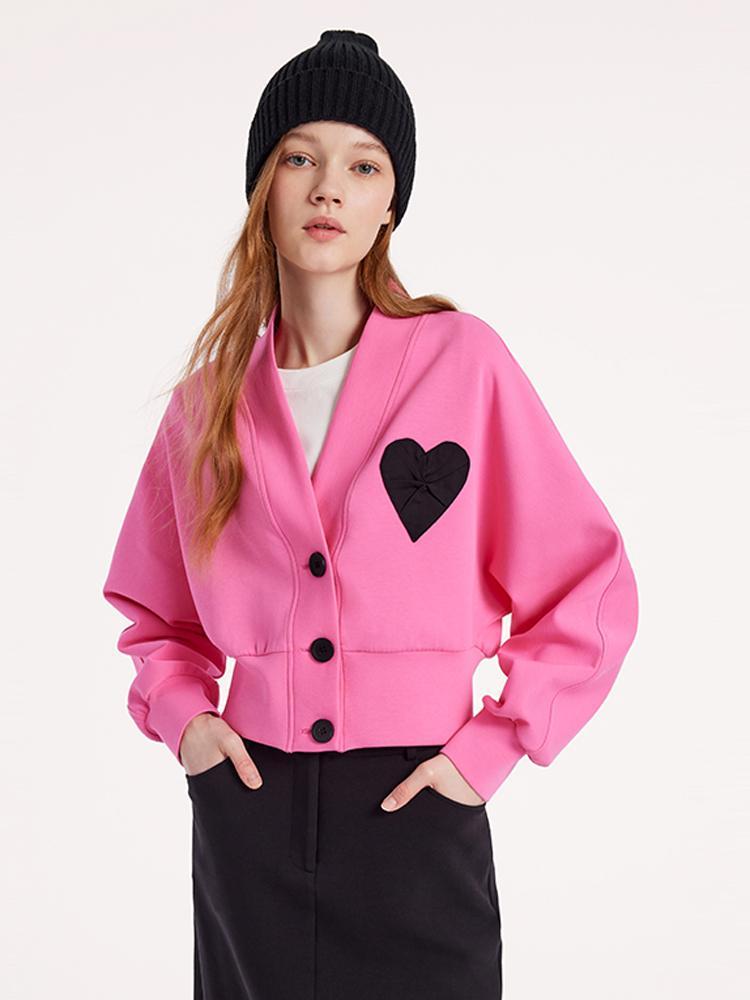 Pink Air Layer Heart Crop Jacket GOELIA