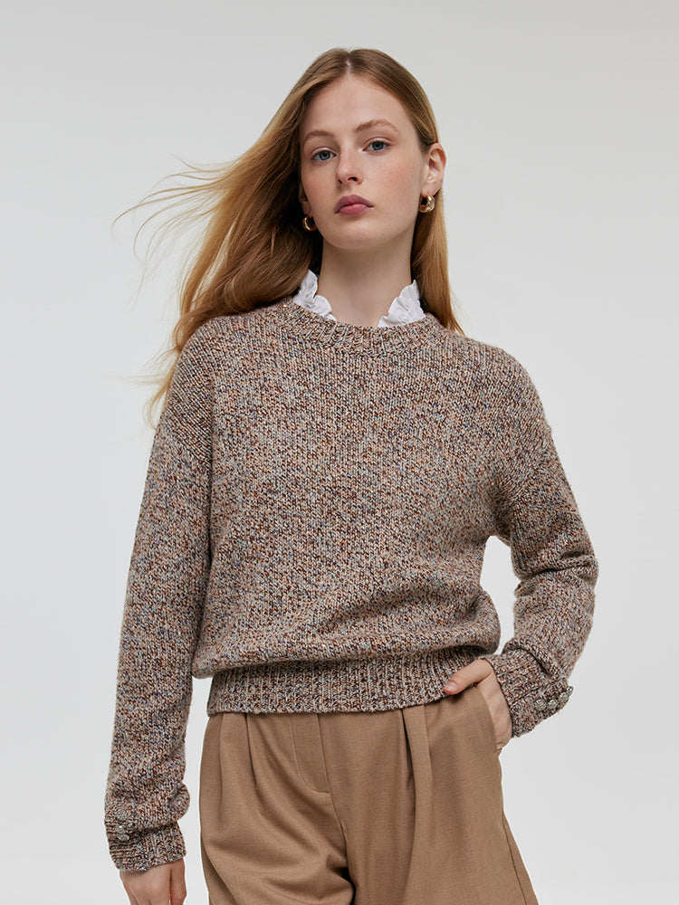 Wool Blend Round Neck Women Sweater GOELIA