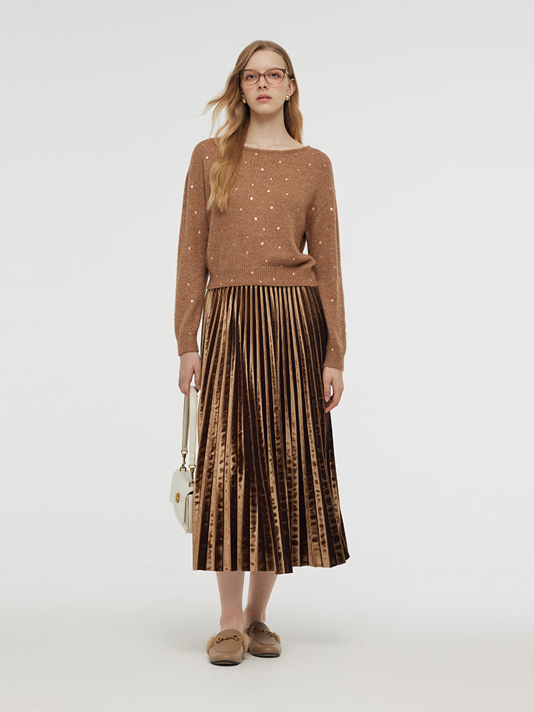 Mohair Blend Knit Top And Pleated Skirt Two-Piece Set GOELIA