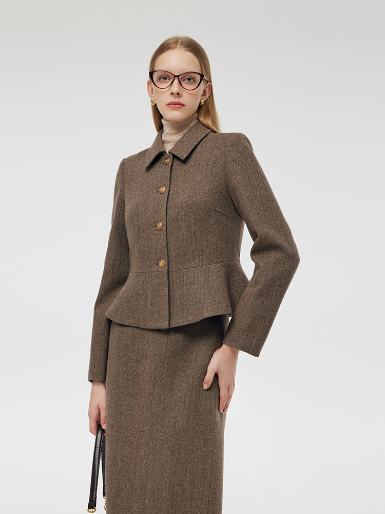 Washable Wool Jacket And Skirt Two-Piece Set GOELIA