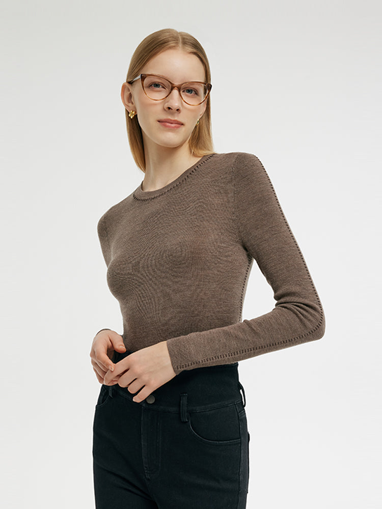 Machine Washable Wool Women Knit Top GOELIA