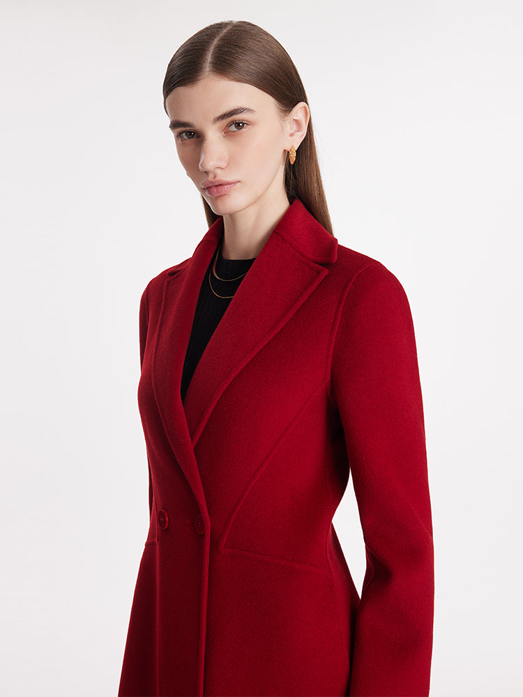 Double-Faced Wool And Silk Blend Lapel Women Coat – GOELIA