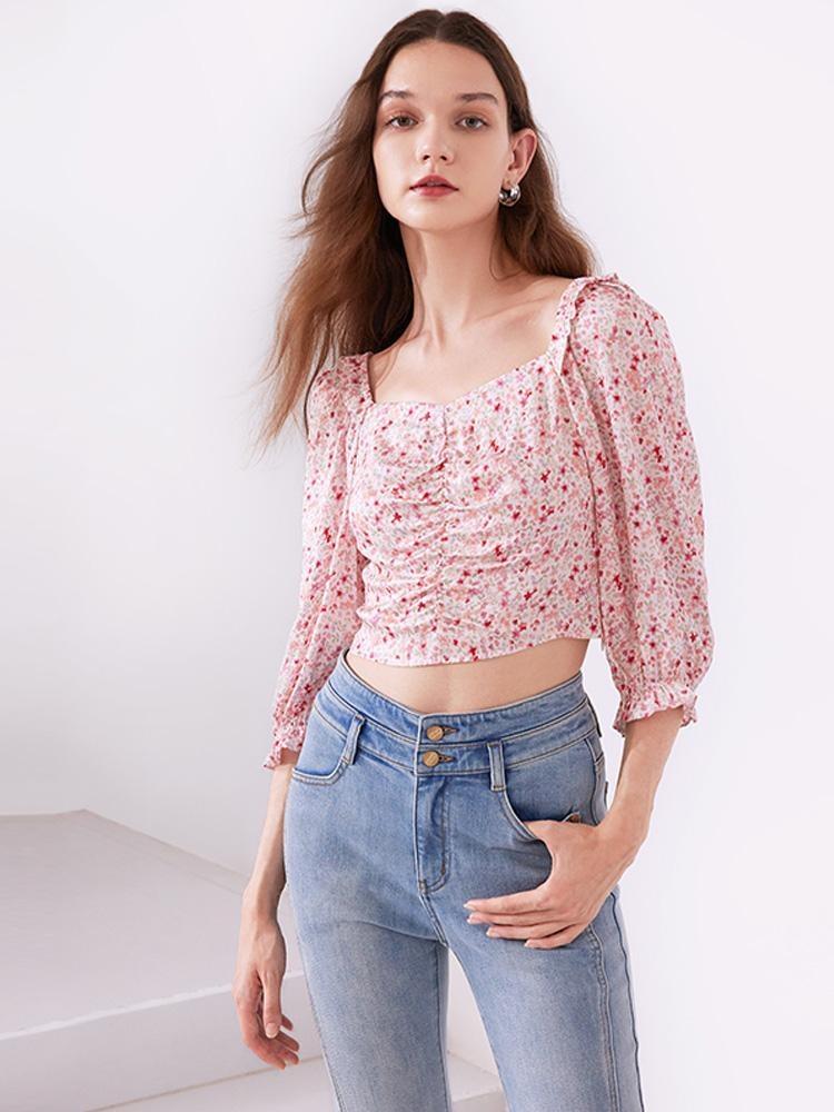 Floral Puff Sleeve Blouse GOELIA