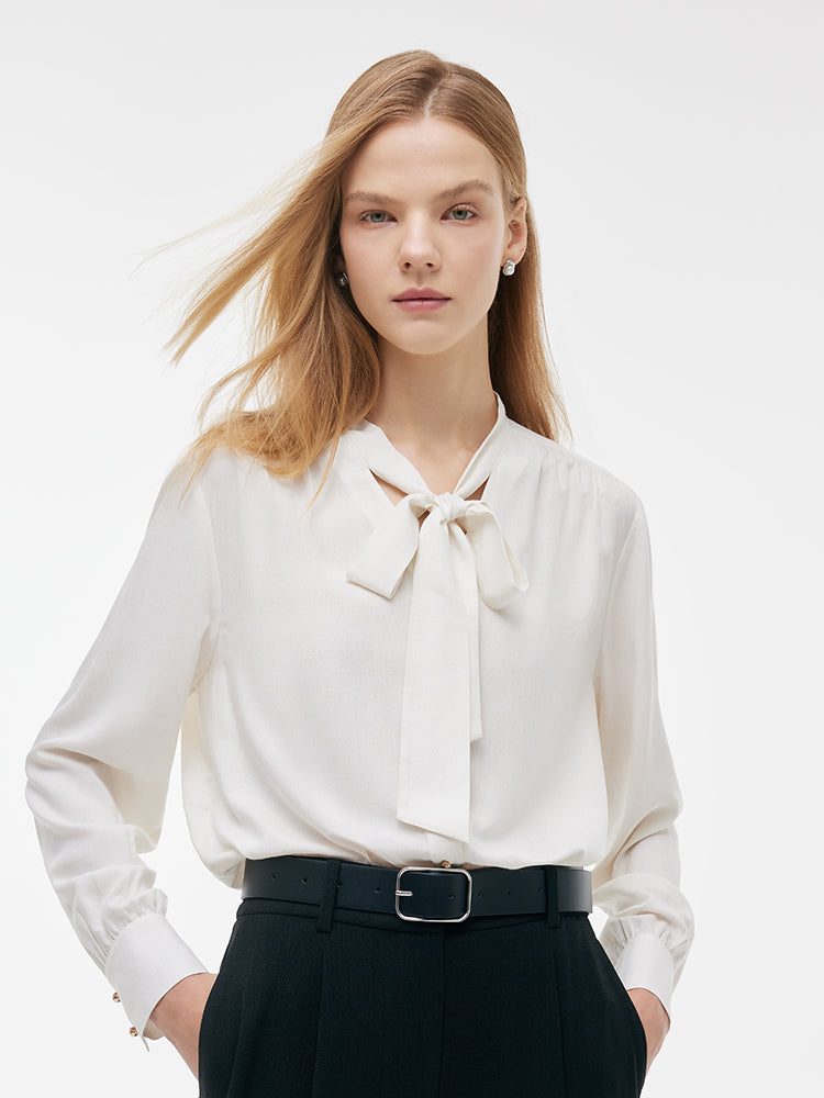 White Ribbon Women Shirt GOELIA