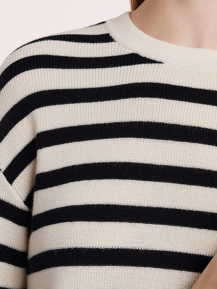 Machine Washable Wool Stripe Women Sweater GOELIA