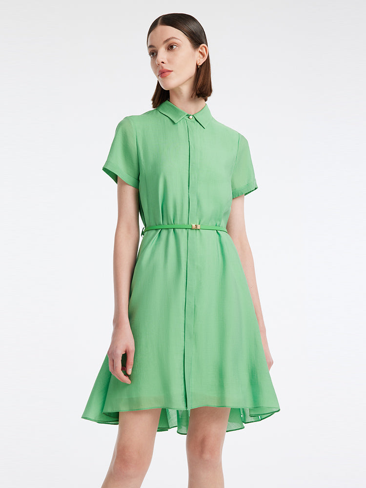 A-line Women Shirt Dress With Belt GOELIA