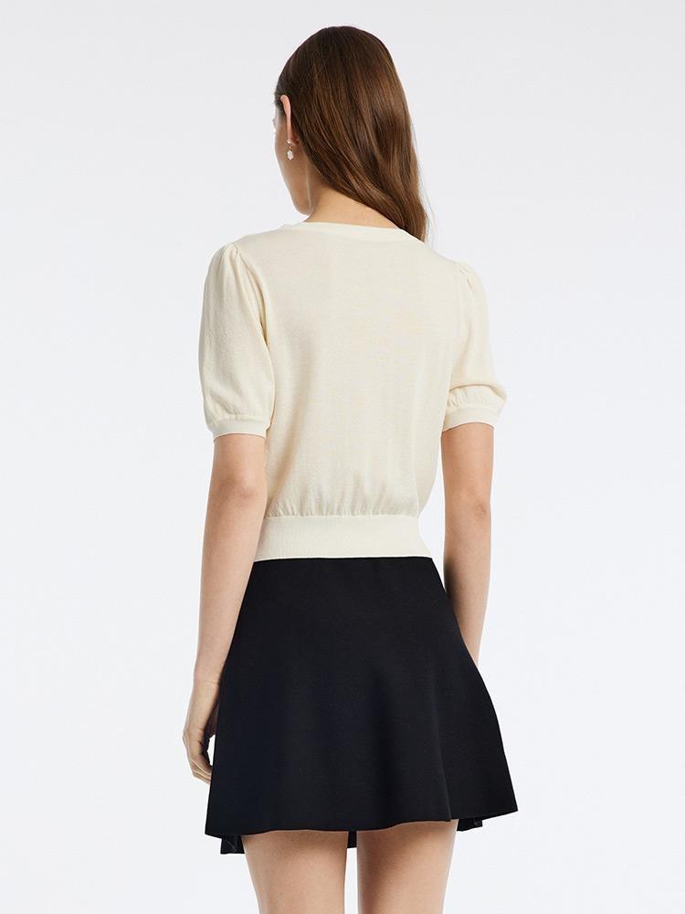 Tencel V-Neck Knit Top And Mini Skirt Two-Piece Set GOELIA