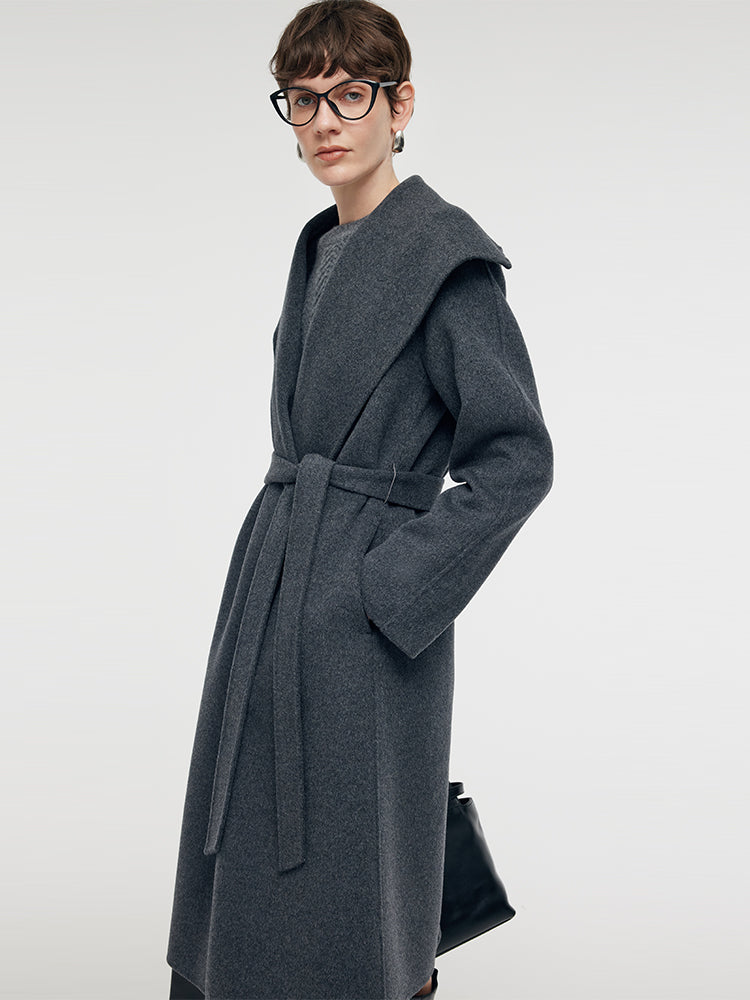 Wool Wide Lapel Women Overcoat GOELIA