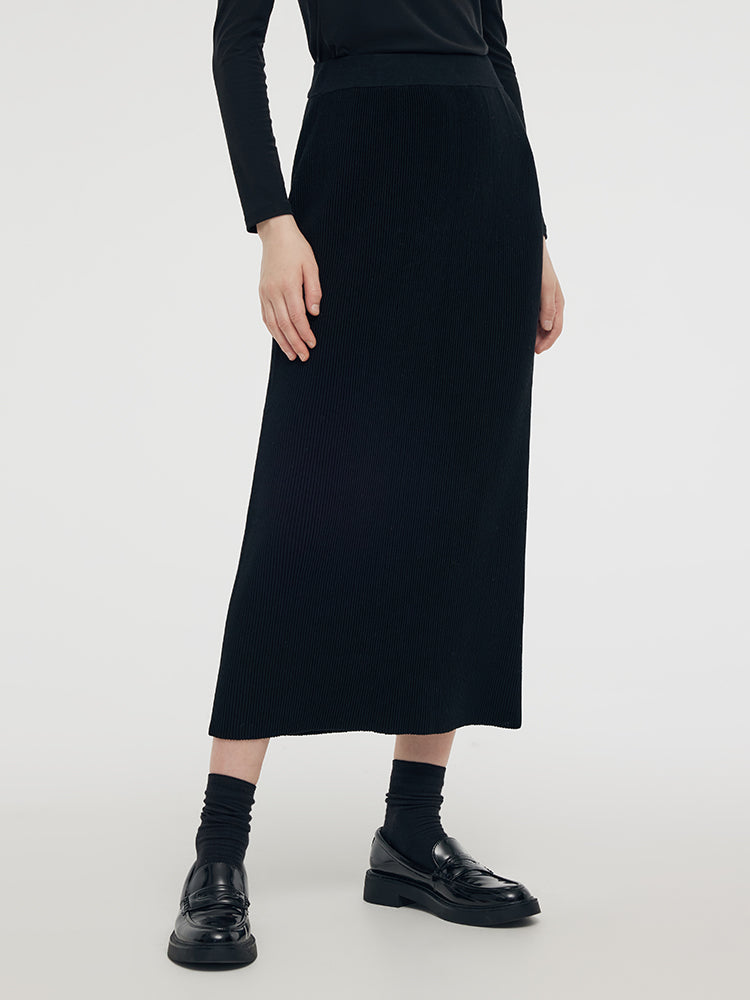 Tencel Stretch Knitted Women Midi Skirt GOELIA