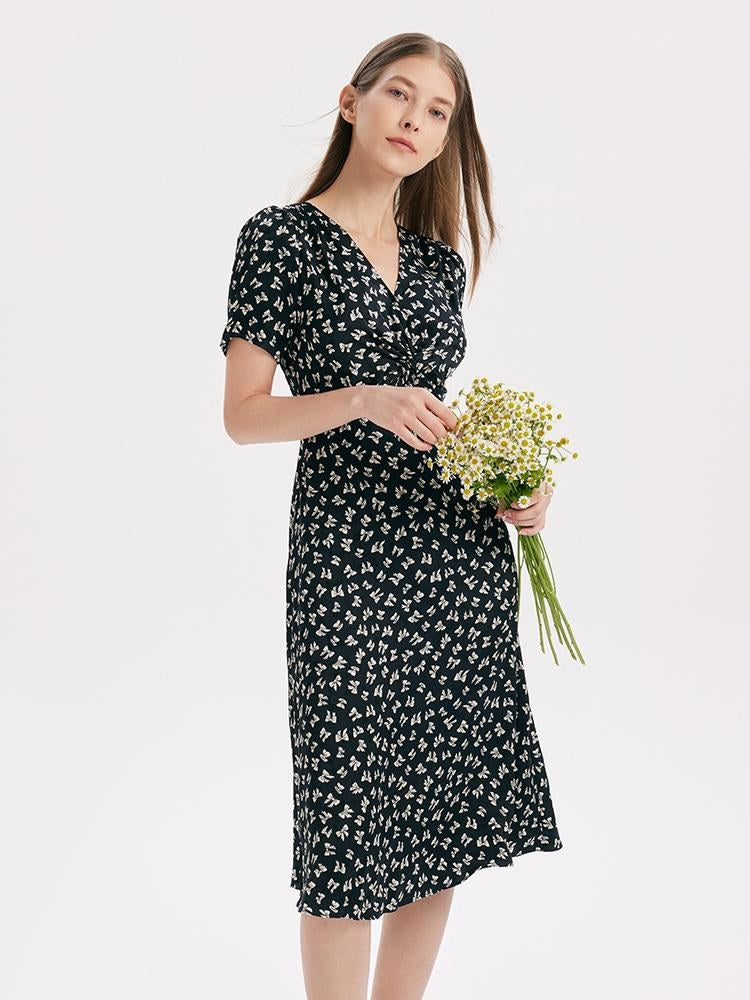 V-Neck Twisted Midi Dress GOELIA