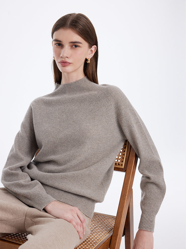 Cashmere Seamless Mock Neck Women Sweater GOELIA