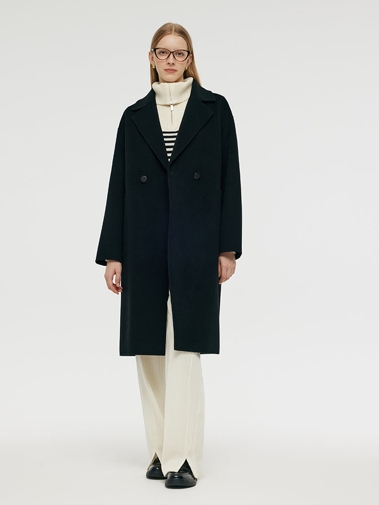 Wool Cashmere Women Mid-Length Coat GOELIA