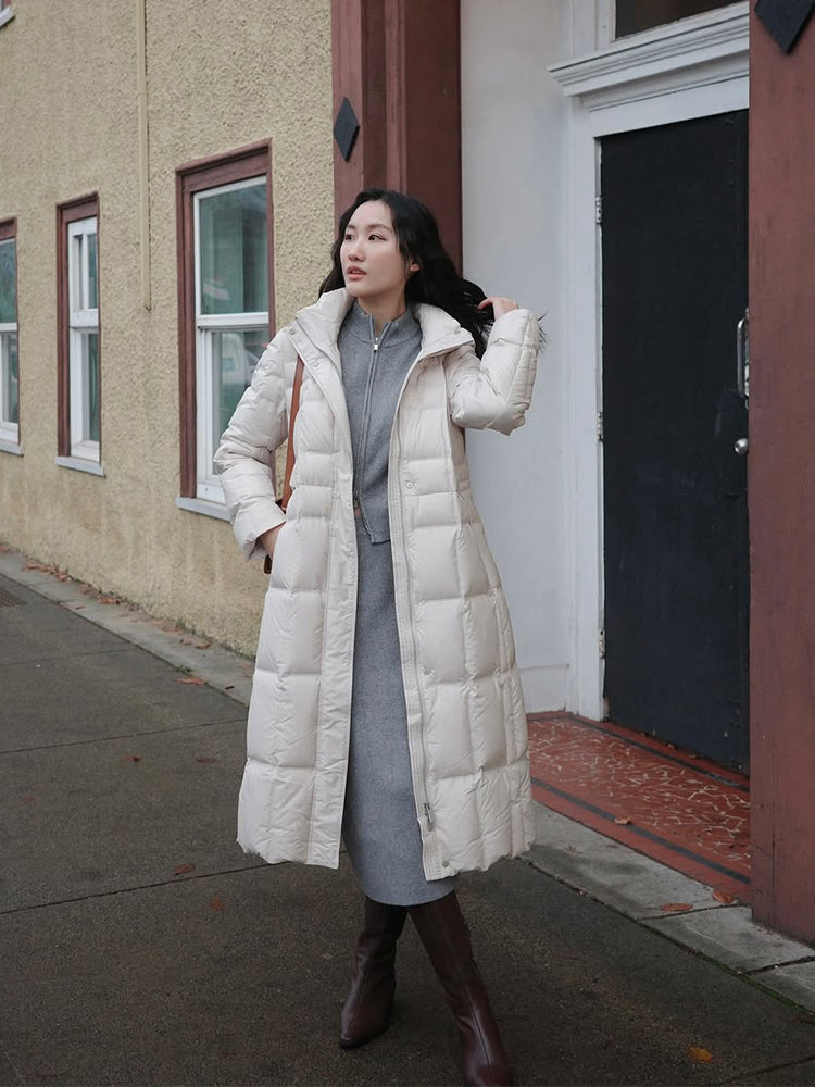 Drawstring Hooded Long Goose Down Coat GOELIA