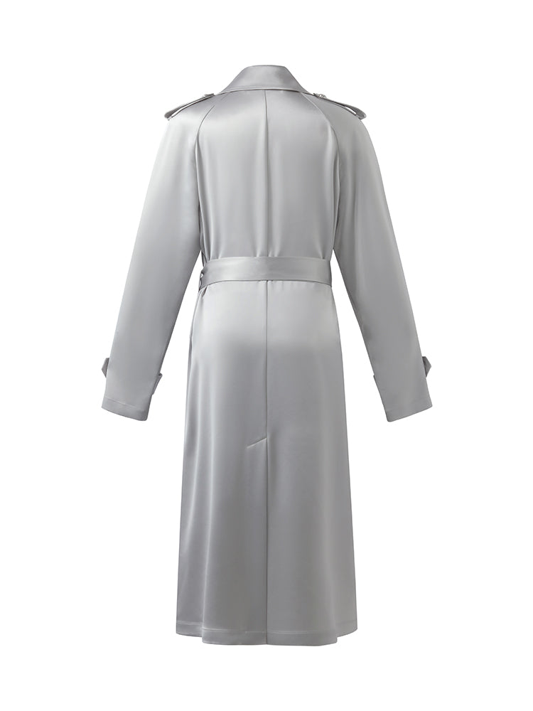 Acetate Women Trench Coat With Belt GOELIA