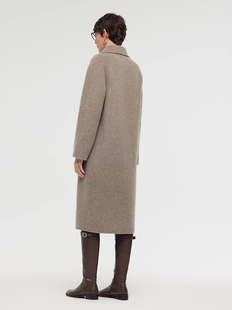 Wool Alpaca Lapel Women Coat GOELIA