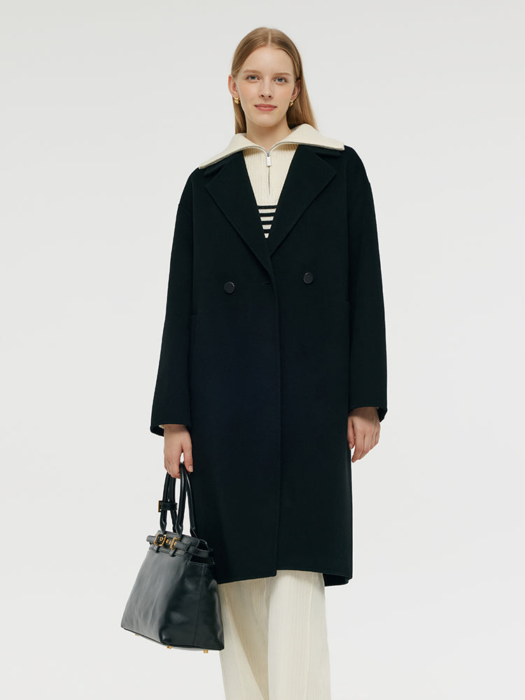 Wool Cashmere Women Mid-Length Coat GOELIA