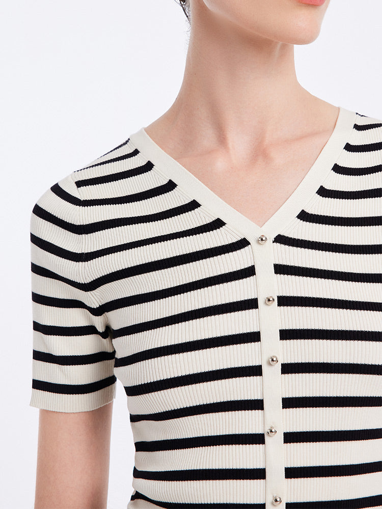 Acetate Stripe Pullover Top GOELIA