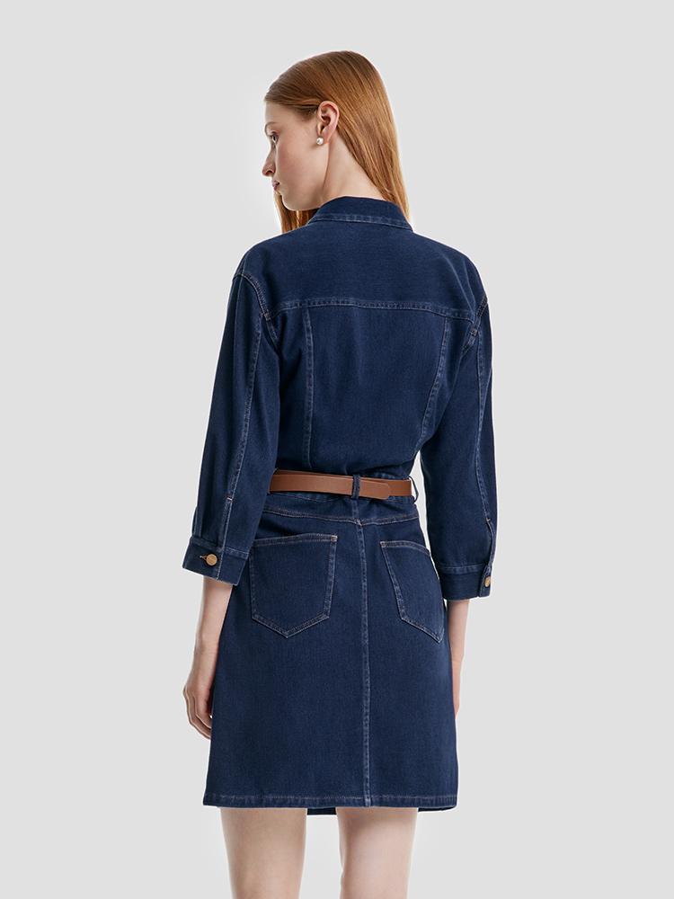 Knited Denim Dress With Belt GOELIA