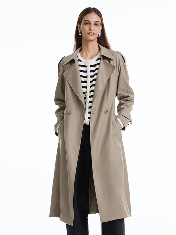 Worsted Woolen Double-Breasted Trench Coat GOELIA