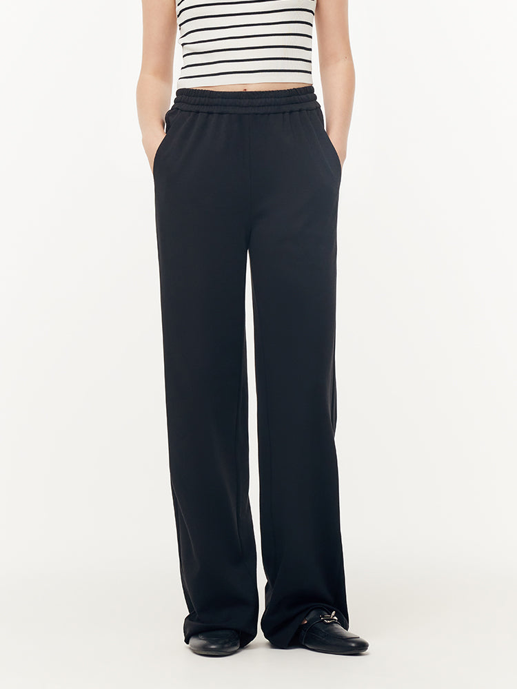 Triacetate Women Knit Straight-Leg Pants GOELIA